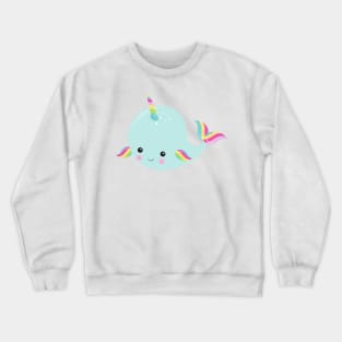 Unicorn Whale, Baby Whale, Cute Whale, Blue Whale Crewneck Sweatshirt